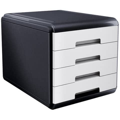 Cassettiera Mydesk - 29,5 x 38,5 x 28,2 cm - 4 cassetti da 4,5 cm - grigio/bian…