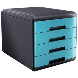 Cassettiera Mydesk - 29,5 x 38,5 x 28,2 cm - 4 cassetti da 4,5 cm - grigio/turc…