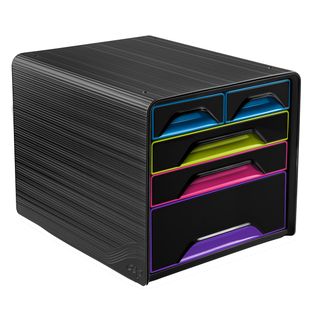 Cassettiera Smoove - 36 x 28,8 x 27 cm - 5 cassetti misti - nero/multicolore - …