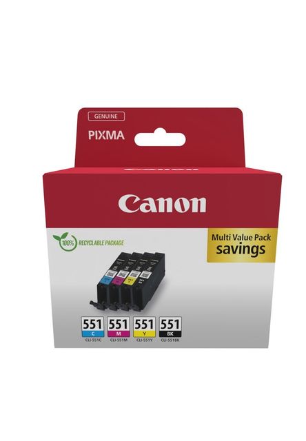 Canon CLI-551 BK/C/M/Y Multipack - Confezione da 4 - 7 ml - nero, giallo, ciano…