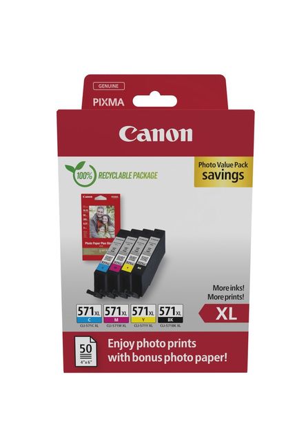Canon CLI-571 XL C/M/Y/BK Photo Value Pack - Confezione da 4 - 11 ml - Alta res…