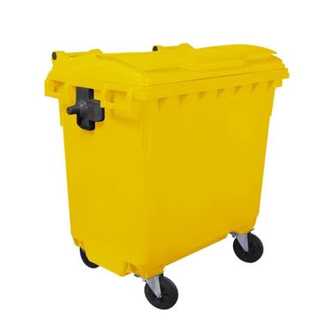 Cassonetto portarifiuti carrellato 770 lt con coperchio piano e maniglie a labb…