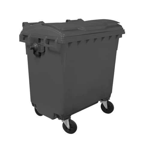 Cassonetto portarifiuti carrellato 770 lt con coperchio piano e maniglie a labb…