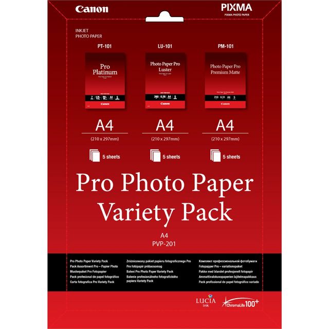 Canon Pro Variety Pack PVP-201 - A4 (210 x 297 mm) 15 fogli kit carta per foto