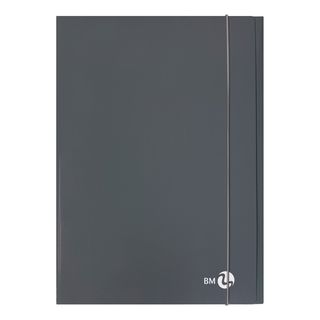 Cartella 3 lembi con elastico - A4 - dorso piatto - grigio scuro - BM