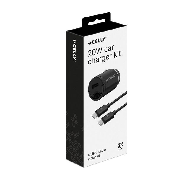 Celly CCMINITYPEC - 20W USB-C Car Charger+USB-C to USB-C Cable PRO POWER