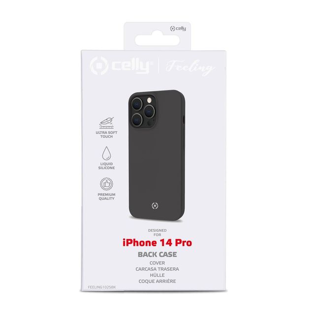 Celly FEELING - Cover per cellulare - silicone - nero - per Apple iPhone 14 Pro