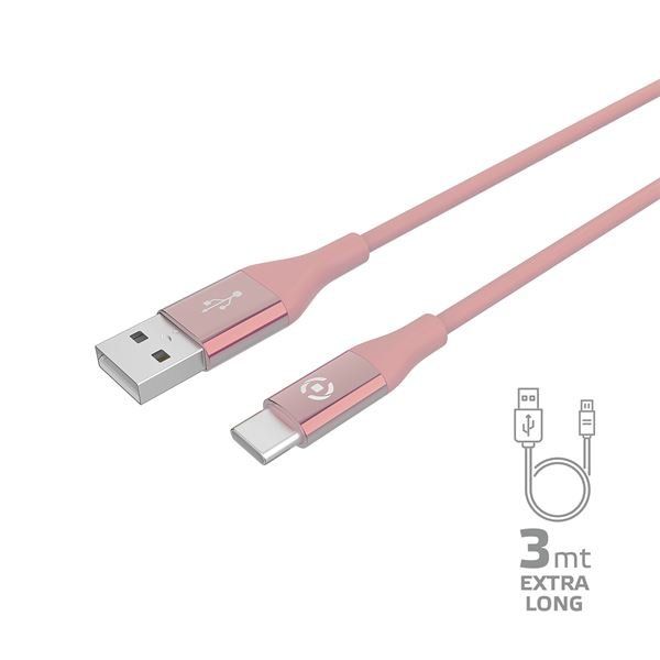 Celly USBTYPECCOL3M - Cavo USB - USB (M) a USB-C (M) - DC 5 V - 3 A - 3 m - USB…