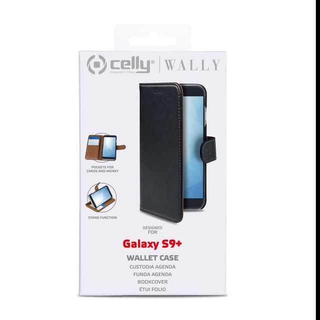 Celly Wally - Flip cover per cellulare - plastica, similpelle - nero - per Sams…