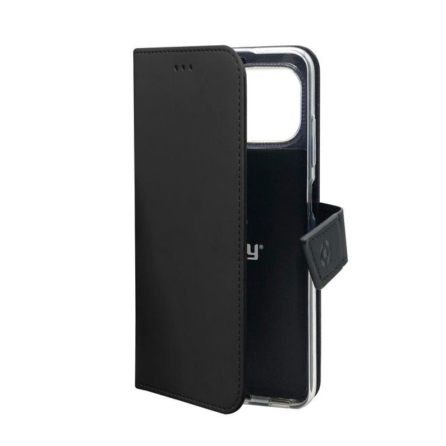 Celly Wally - Flip cover per cellulare - similpelle - nero - per Apple iPhone 11
