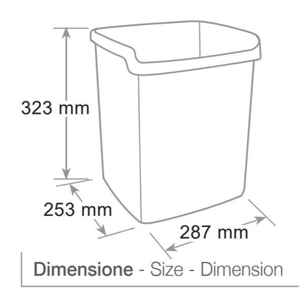 Cestino gettacarte Mydesk - altezza 32,3 cm - 15 lt - bianco - Arda