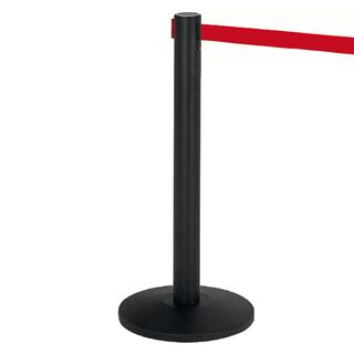 Colonnina segnapercorso Alfa nera - altezza 95 cm - nastro retrattile rosso da …