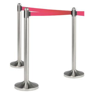 Colonnina segnapercorso cromata - altezza 100 cm - nastro retrattile rosso da 2…