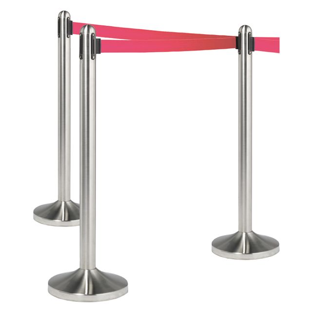 Colonnina segnapercorso cromata - altezza 100 cm - nastro retrattile rosso da 2…
