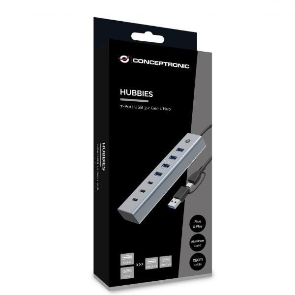 Conceptronic HUB USB 3.0 7 PORTE, 5Gbps, 3x USB-C, 4x USB-A