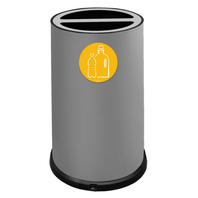Contenitore tondo per raccolta differenziata - 2 scomparti - 100 L - grigio - S…