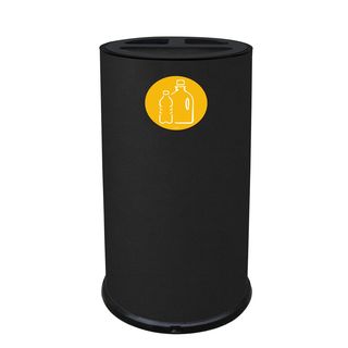 Contenitore tondo per raccolta differenziata - 3 scomparti - 70 L - nero - Stil…
