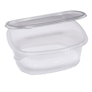 Contenitori ovali in PET - con coperchio incernierato - 22,5 x 19,2 x 7,7 cm - …