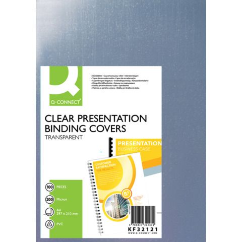 Copertina per rilegatura Q-Connect trasparente 200 my A4 conf. 100 pezzi - KF32…