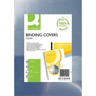 Copertine lucide per rilegatura Q-Connect in PET A4 150 micron - conf. 100 pezz…