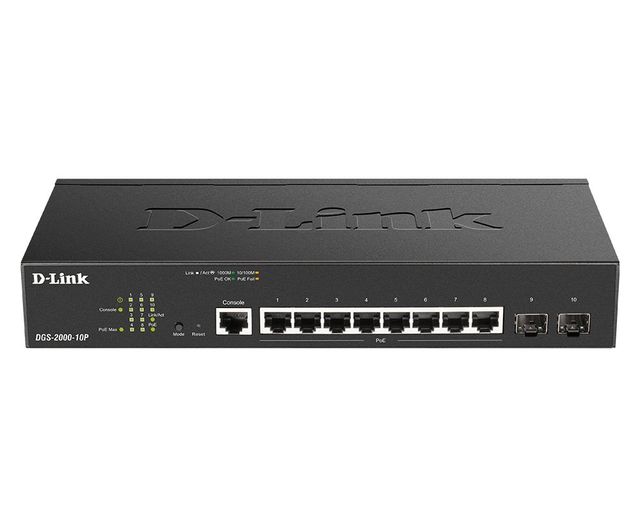 D-LINK DGS-2000-10P SWITCH 8 PORTE POE GESTITO L2 L3 GIGABIT ETHERNET 10/100/10…