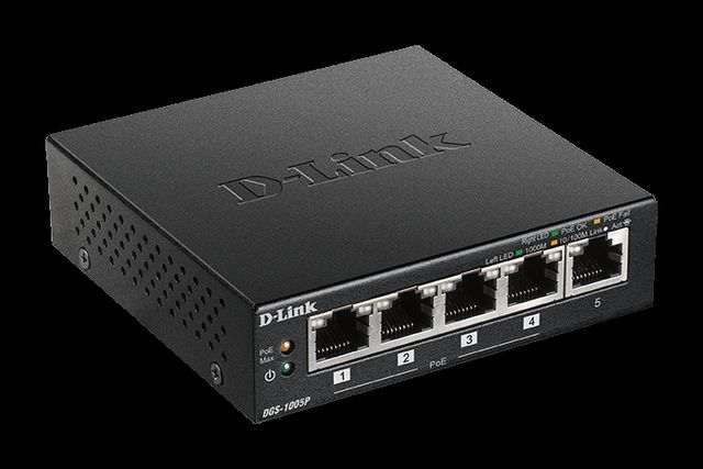D-Link DGS 1005P - Switch - 5 x 10/100/1000 (4 PoE+) - desktop - PoE+ (60 W)