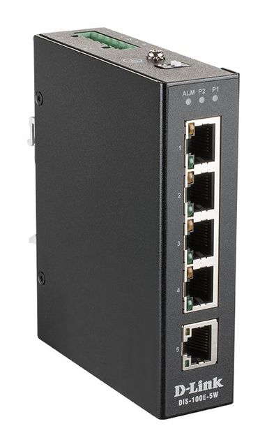 D-Link DIS 100E-5W - Switch - unmanaged - 5 x 10/100 - montabile su rail DIN, m…