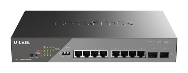D-Link DSS 200G-10MP - Switch - gestito - 8 x 10/100/1000 (PoE) + 2 x Gigabit S…