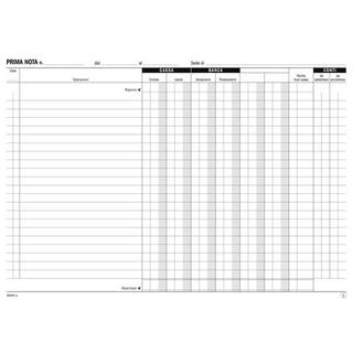 DATA UFFICIO PRIMANOTA CASSA BANCA AUTOCOPIANTE 2 FOGLI 297X210 A4 100 FOGLI CO…
