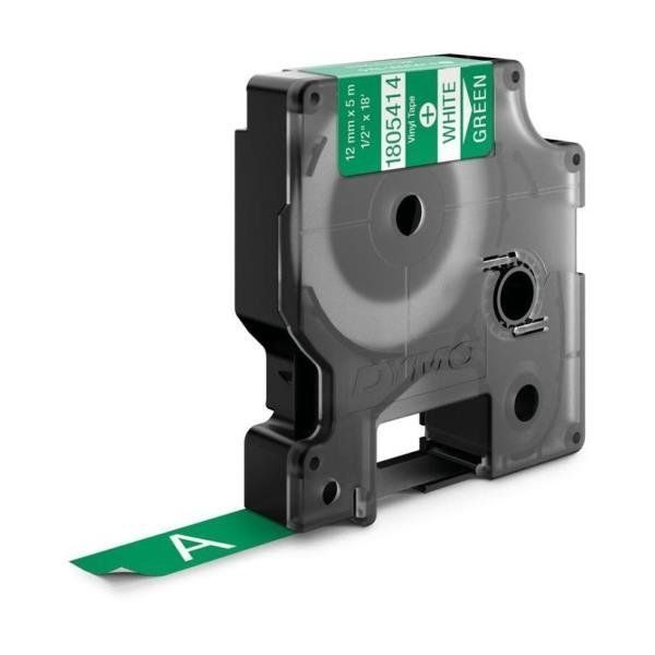 DYMO Rhino Coloured Vinyl - Vinile - bianco su verde - Rotolo (1,2 cm x 5,5 m) …