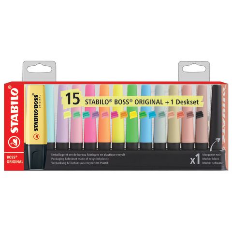 Desk set evidenziatori Stabilo Boss® Original 2-5 mm - 15 colori assortiti F609…